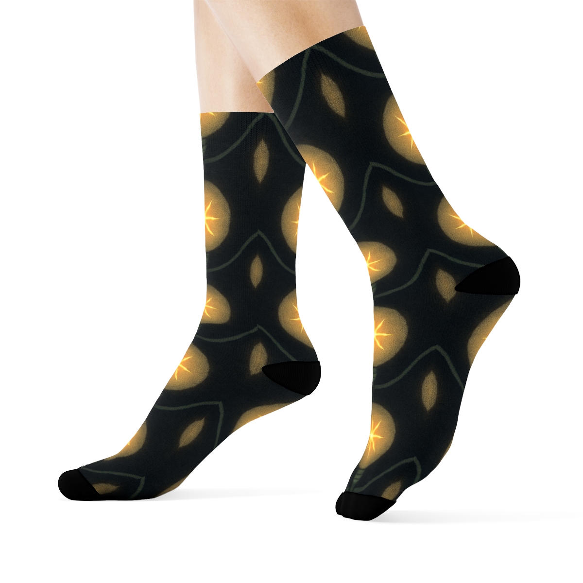 Amber Filament Starburst Halo Grid personalized crew socks