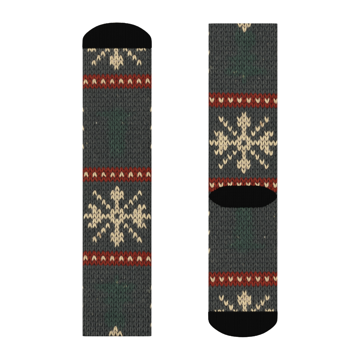 Snowflake Bands In Cozy Xmas Knit custom crew socks