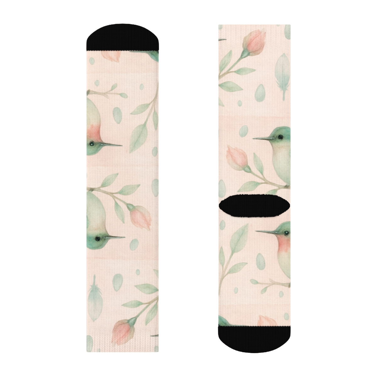 Hummingbird Banding On Pastel Field unique graphic crew socks
