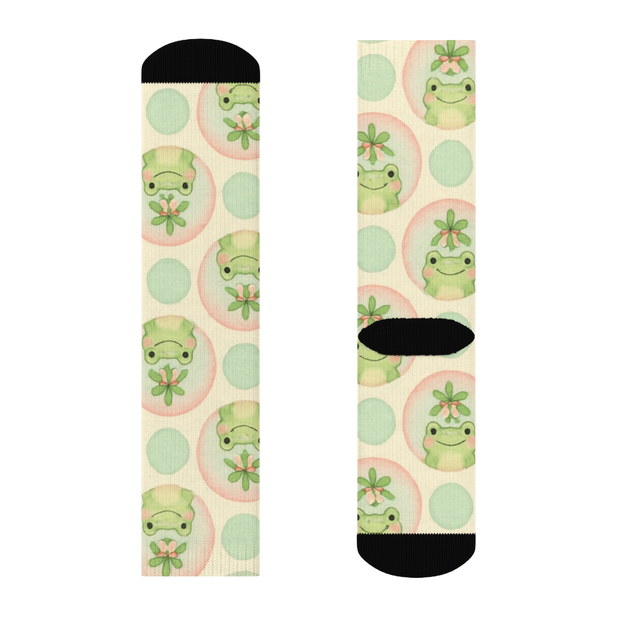 Frog Mistletoe Polka Rhythm unique graphic crew socks