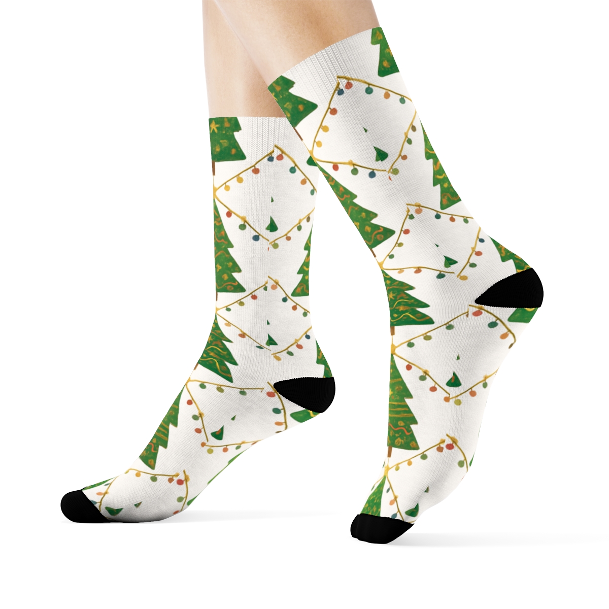 Holiday Tree Lattice Wrap stylish athletic crew socks
