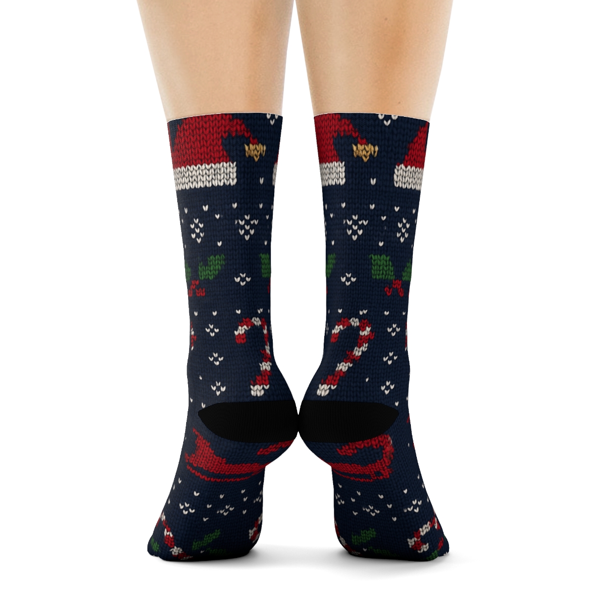 Knitted Santa Claus Fair Isle Bandwork trendy patterned crew socks