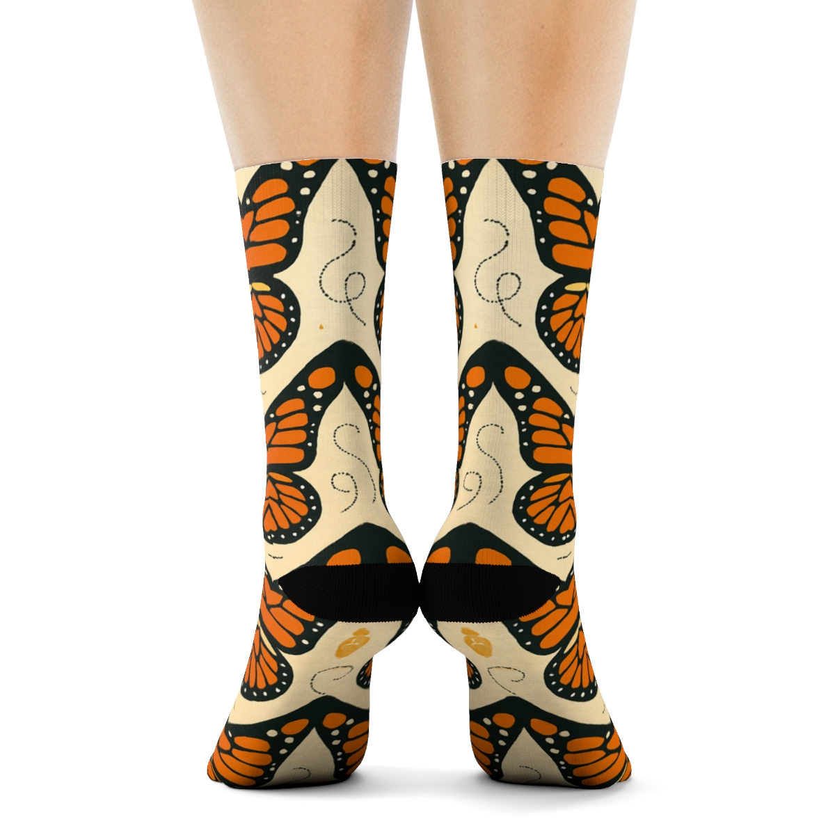 Monarch Migration Chevron On Dawn Cream personalized crew socks