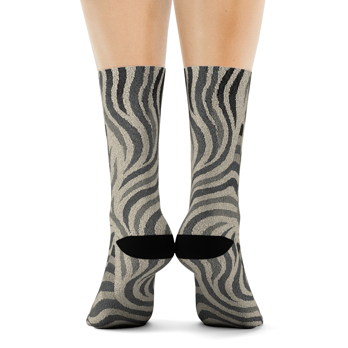 Soft Gray Zebra Mane Wave Knit Illusion comfortable cotton crew socks