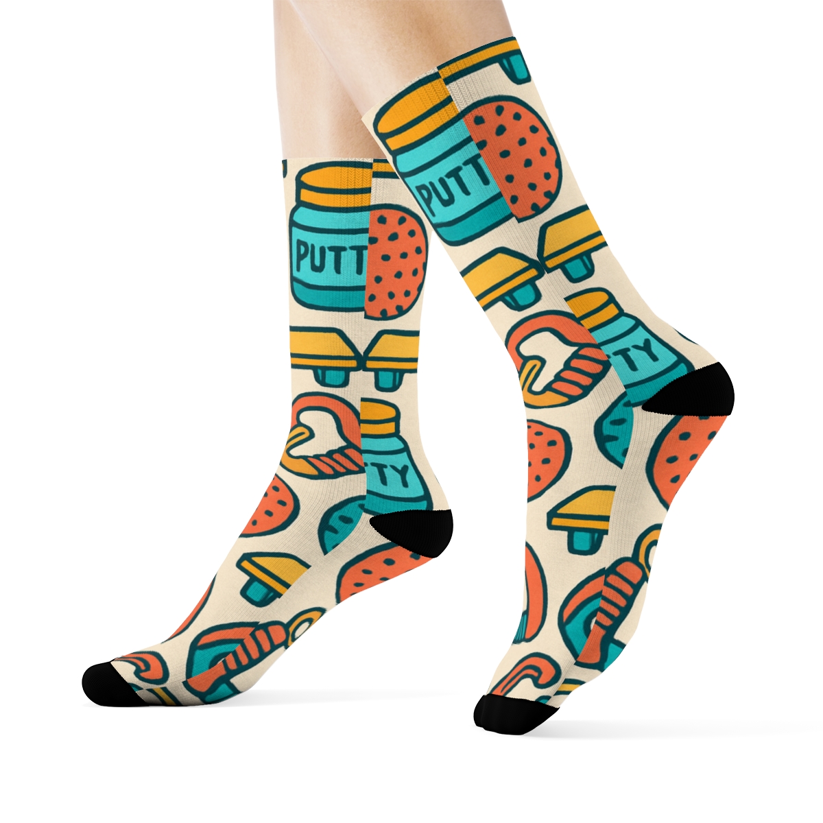 Occupational Therapist Sensory Tool Tessellation In Ocean Teal comfortable cotton crew socksOccupational therapist Sensory Tool Tessellation in Ocean Teal Crew Socks - Image 3