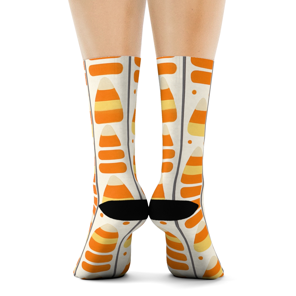 Orange Candy Corn Ladder Stripe On White Background comfortable cotton crew socks