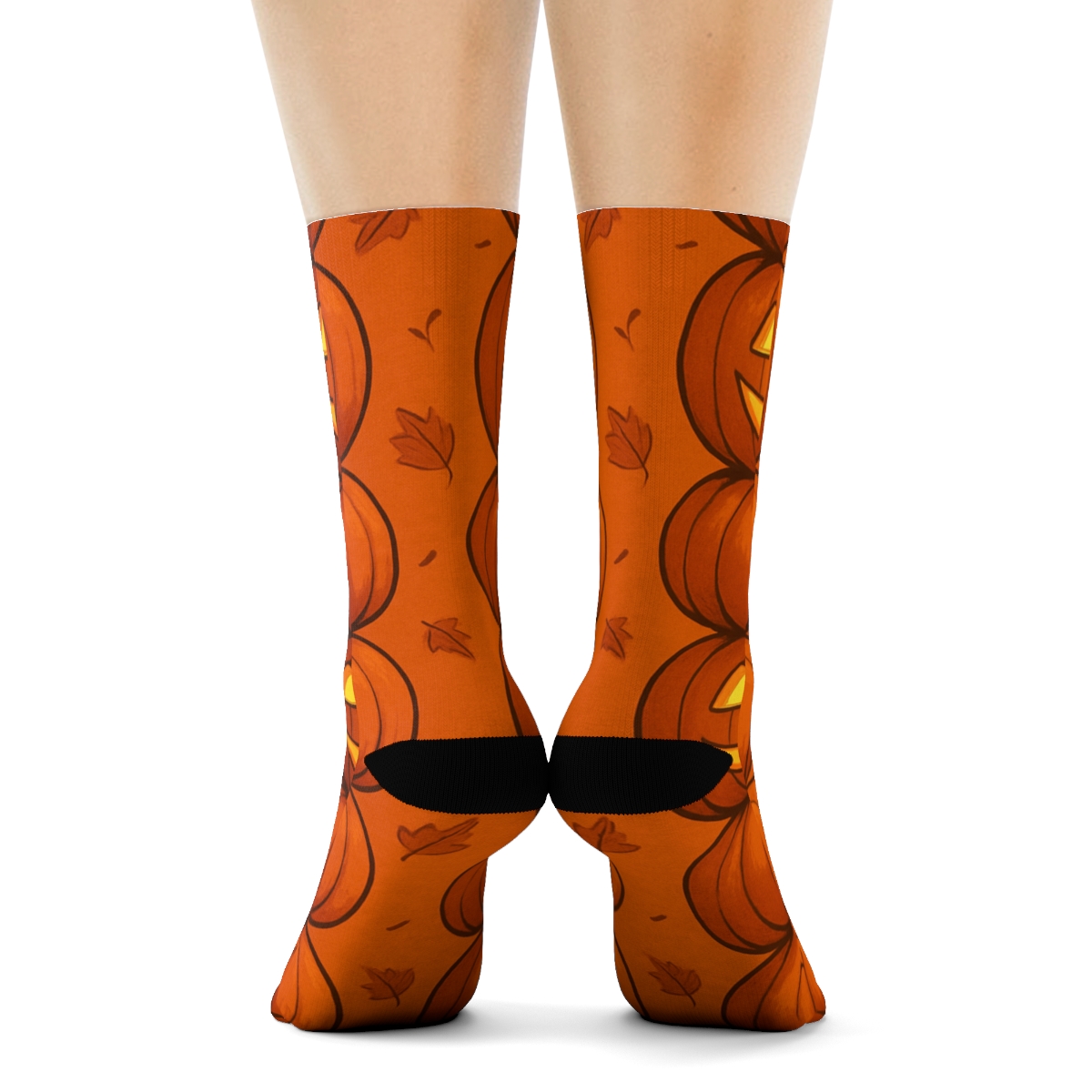 Pumpkin Stack Columns On Orange Background stylish athletic crew socks