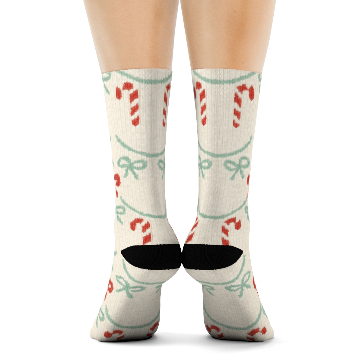 Mini Garland With Candy Canes And Ribbon Bows unique graphic crew socks