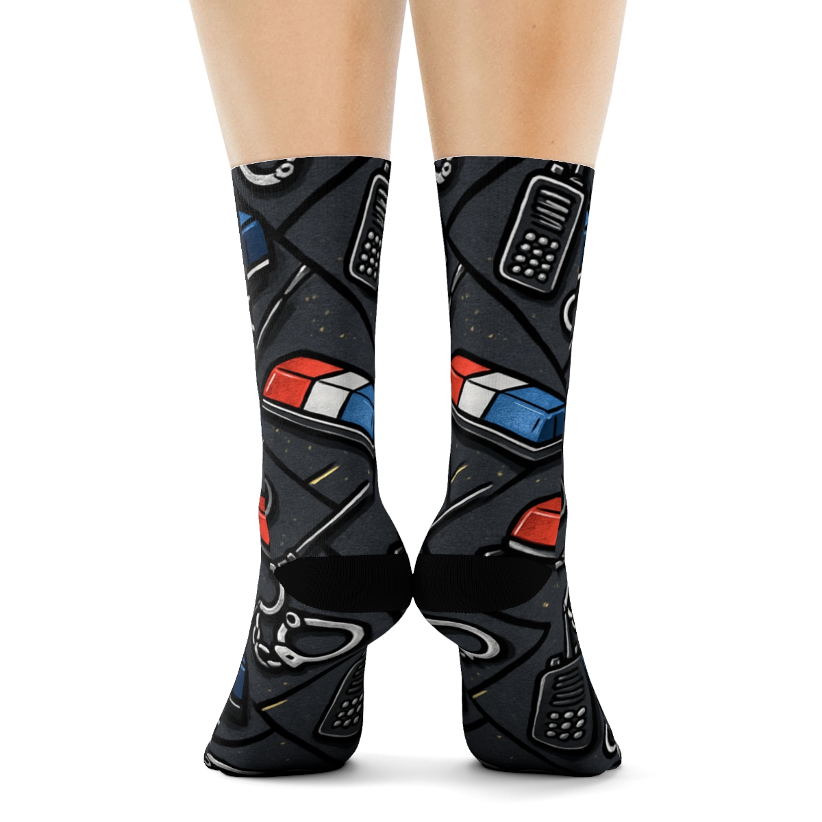 Night Shift Tilework With Police Officer Light Bars comfortable cotton crew socks