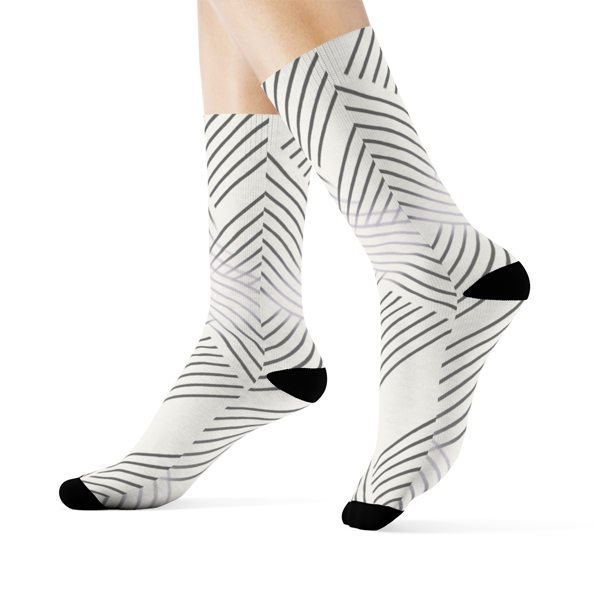 Moire Stripe Calm Overlay comfortable cotton crew socks