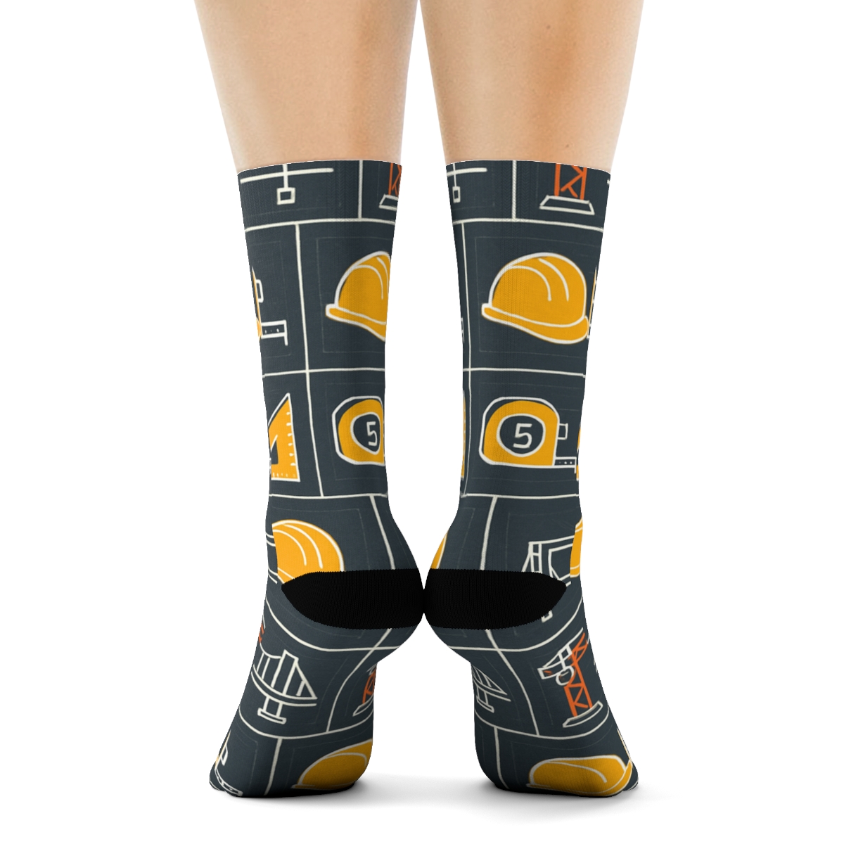 Blueprint Festival Pattern For Civil Engineer designer printed crew socks