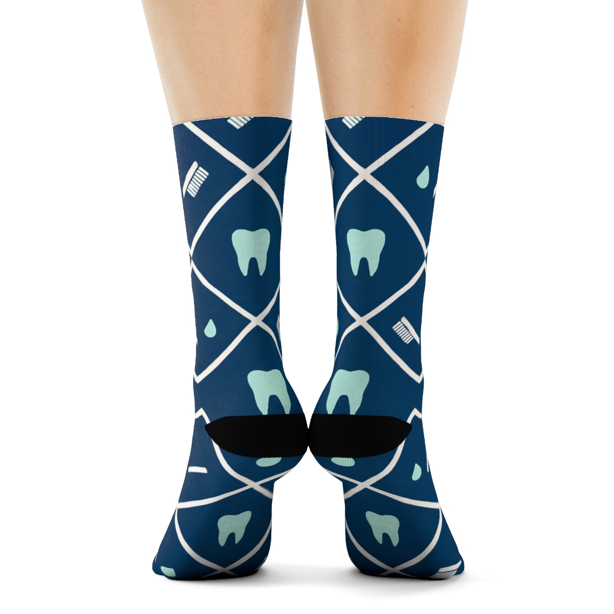 Toothbrush Lattice Dentist Edition On Deep Blue unique graphic crew socks