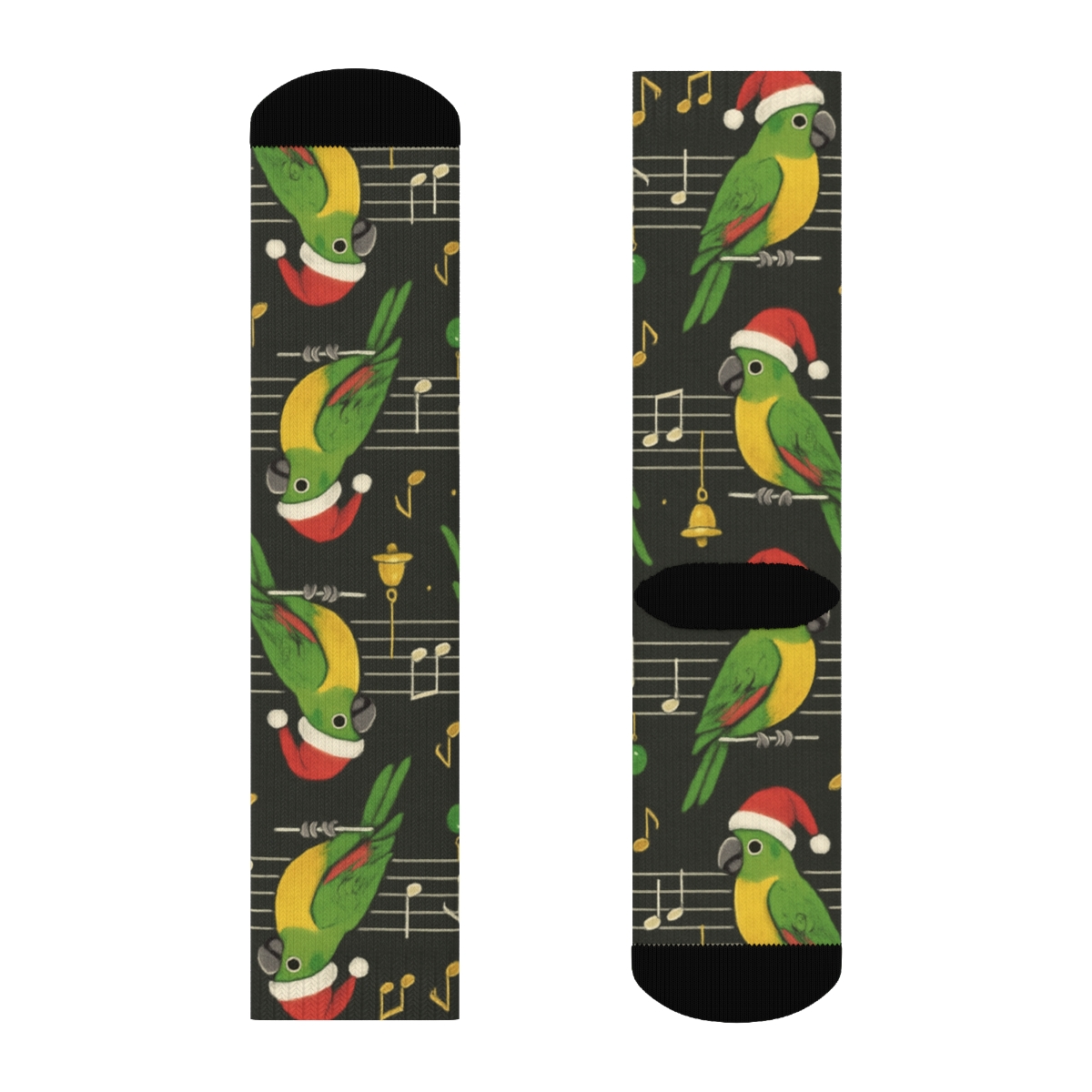 Parrot Carol Sheet Music Grid On Charcoal Background premium sports crew socks