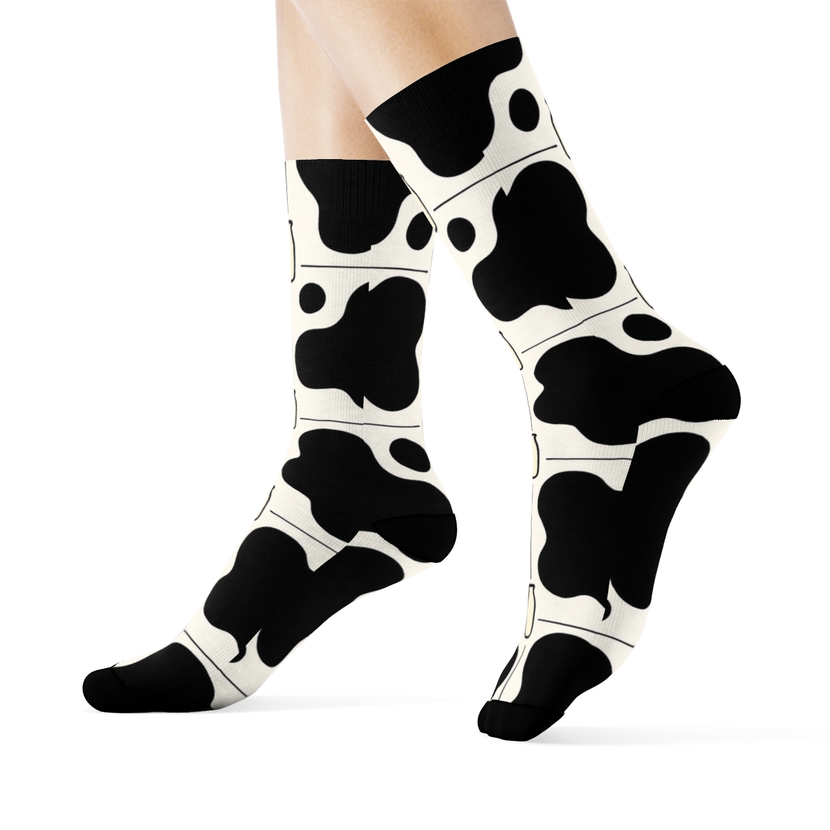 Classic Spot Grid With Tiny Milk Bottles premium sports crew socks