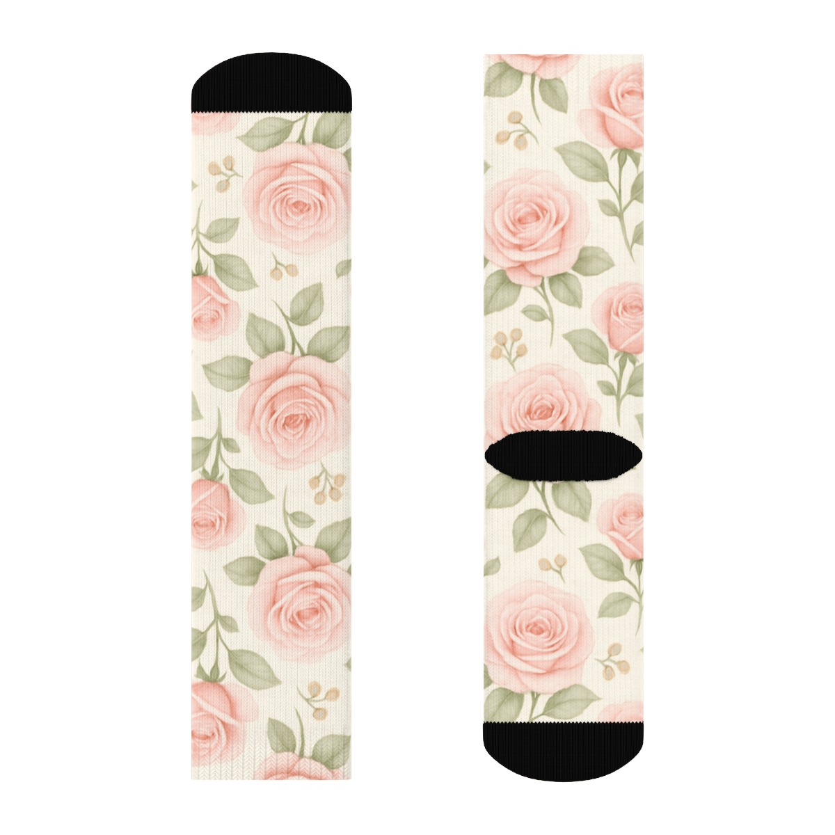 Pastel Rose Grid On Cream Background premium sports crew socks