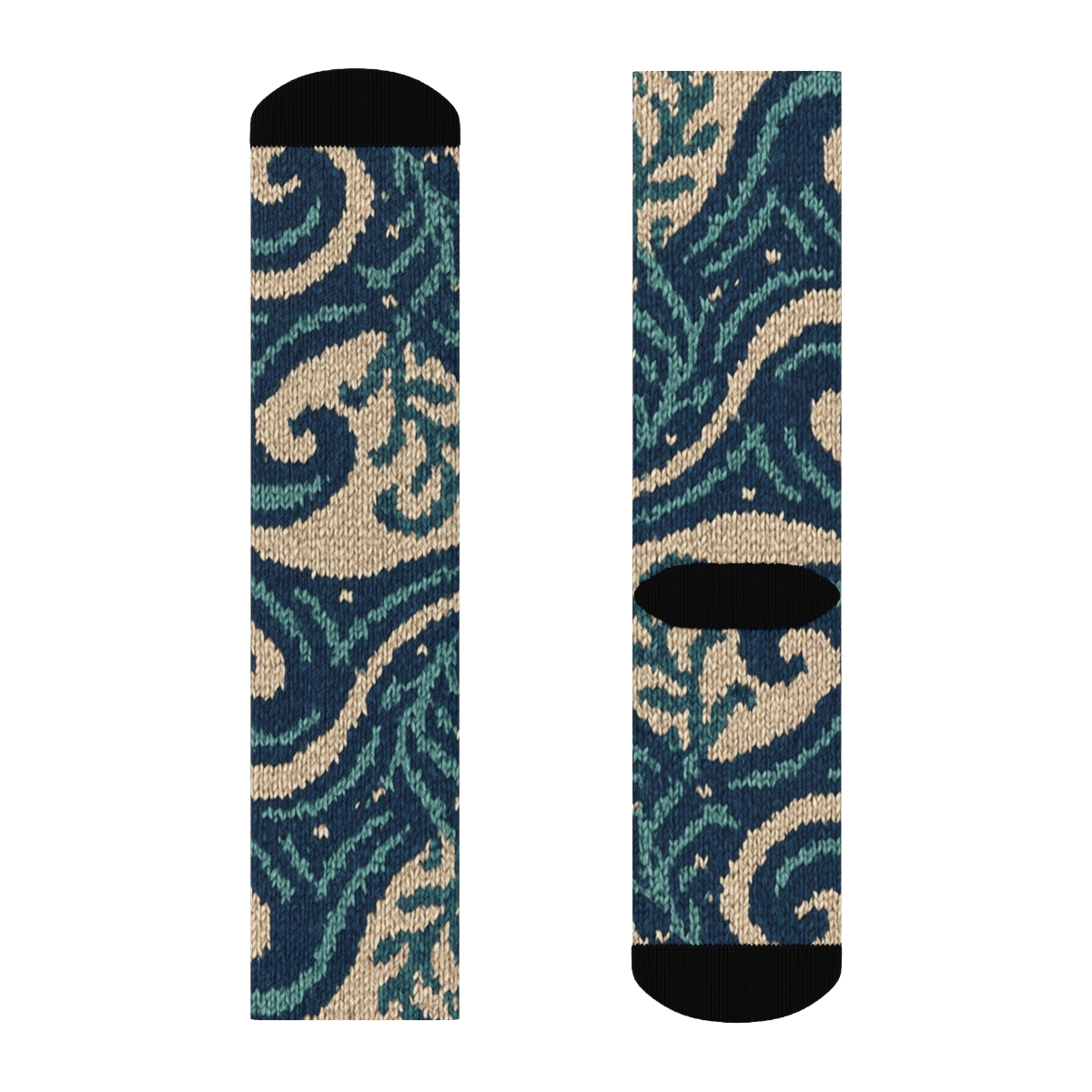 Kelp And Seafoam Jacquard Swell custom crew socks