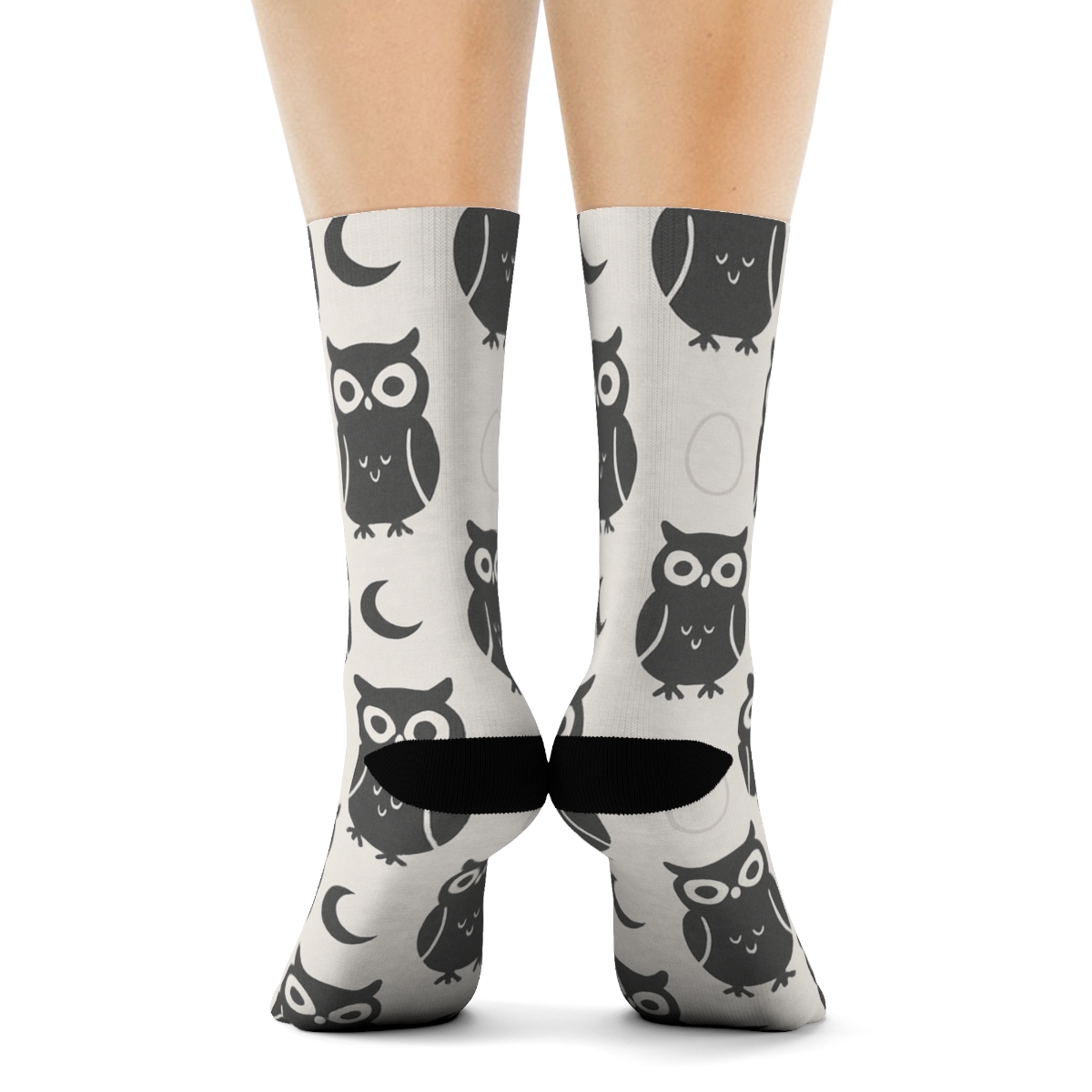 Minimal Owl Silhouette Grid On Misty Gray stylish athletic crew socks