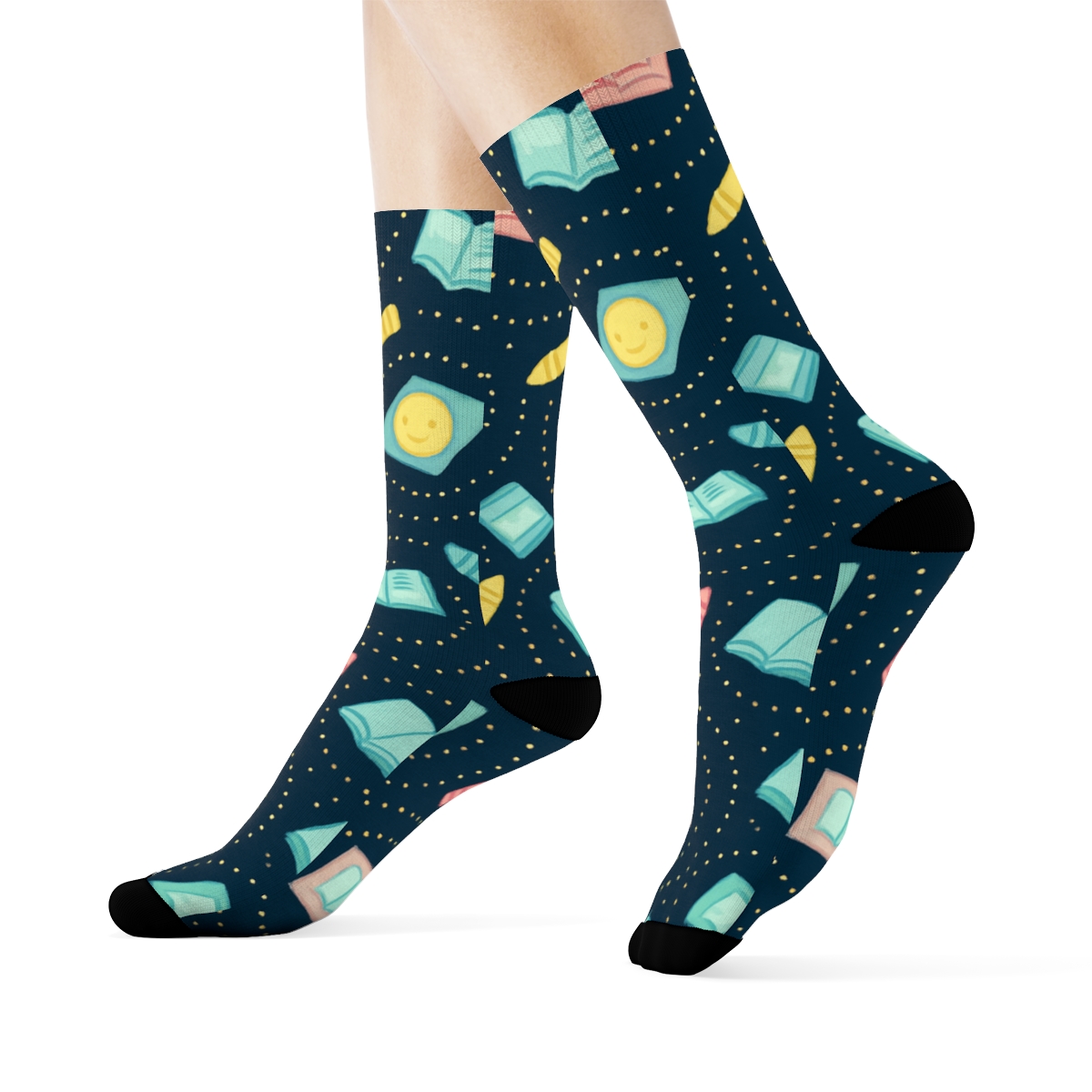 Childcare Worker Crayon Orbit Repeat comfortable cotton crew socks