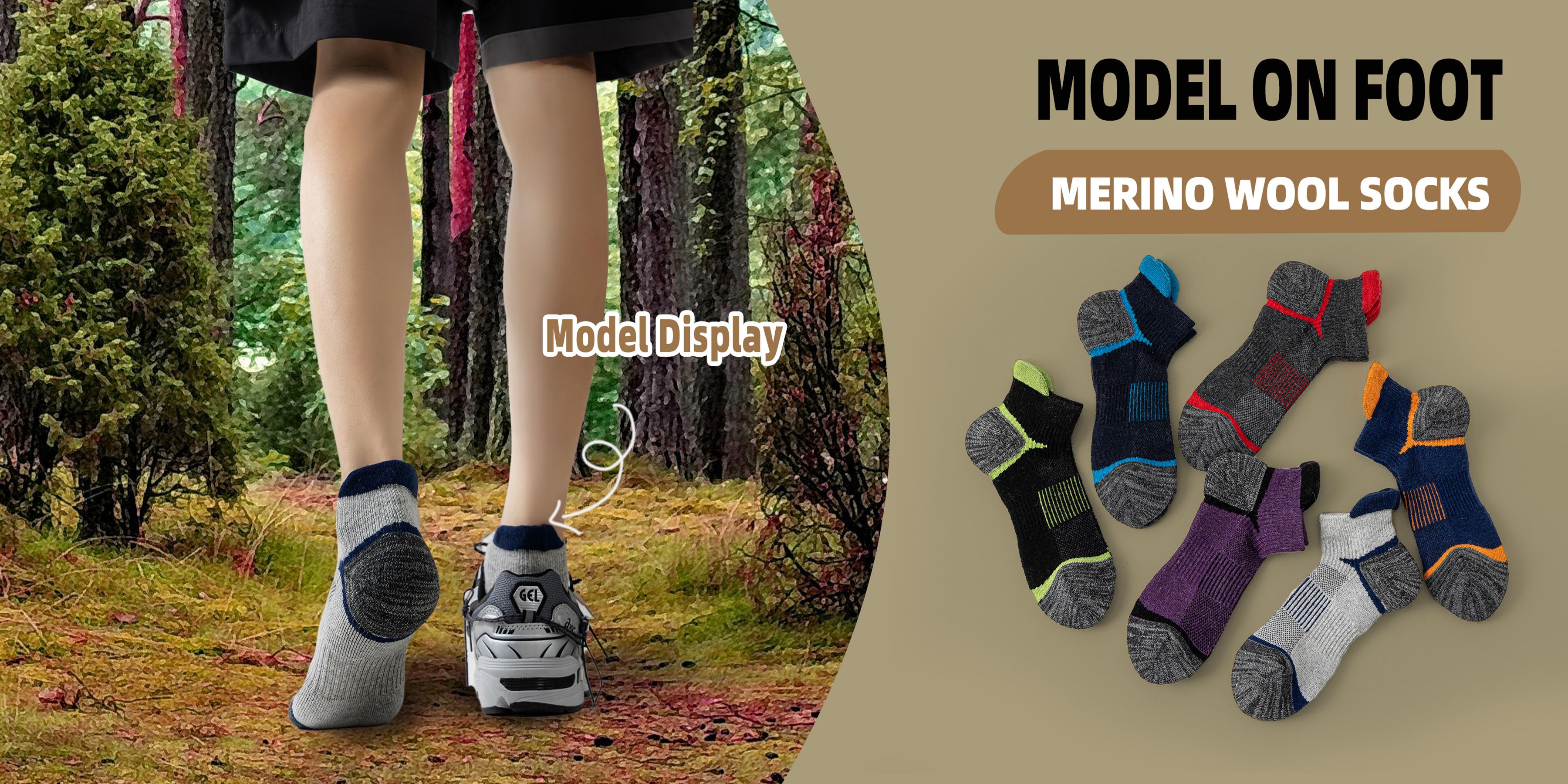 Women's & Men's 6-Pair Merino Wool Targeted Compression Ankle Socks - Invisible, Lightweight Breathable Low Cut, Thick Cushion, Machine Washable for Running, Hiking,sohochic