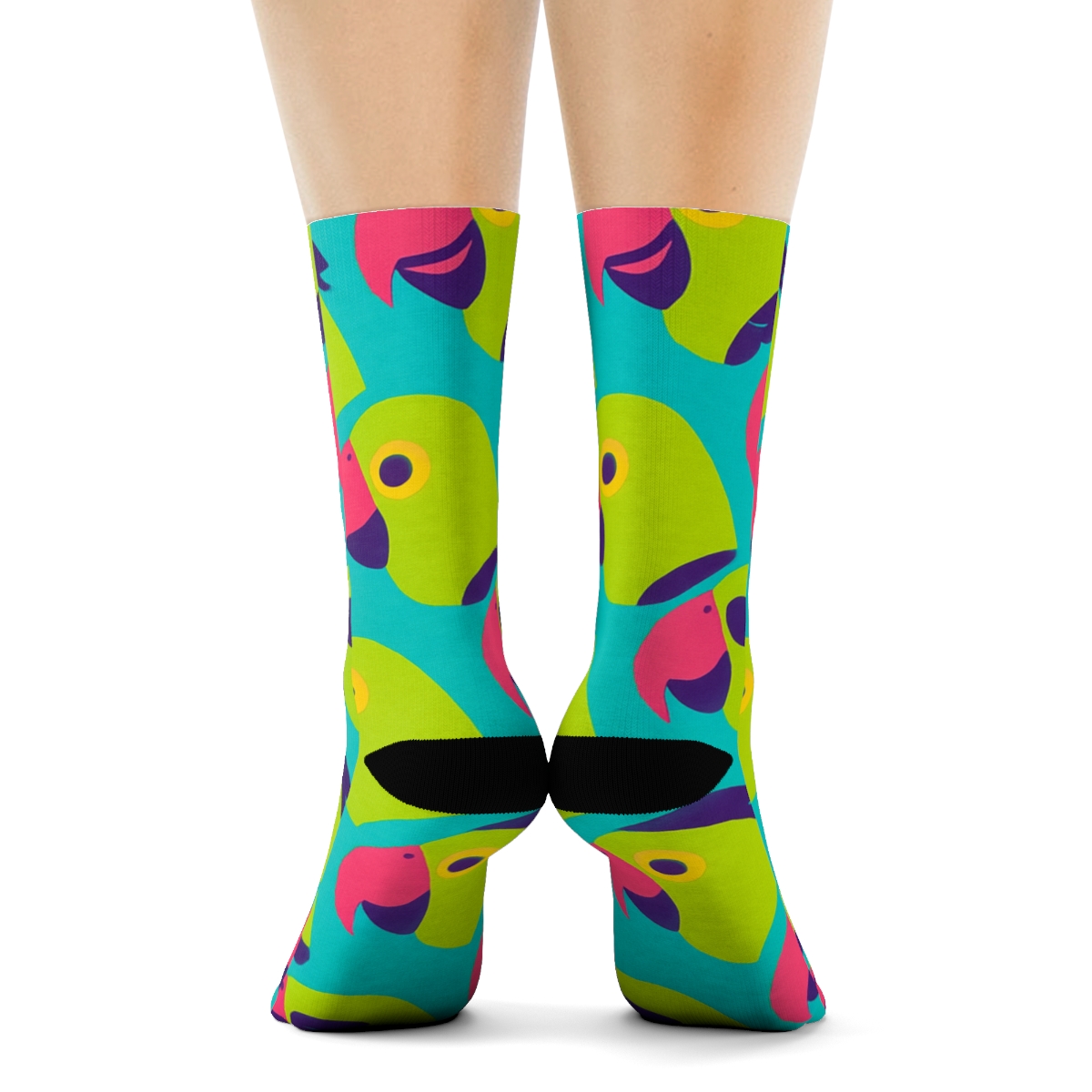 Parrot Beak Zigzag On Turquoise Background stylish athletic crew socks