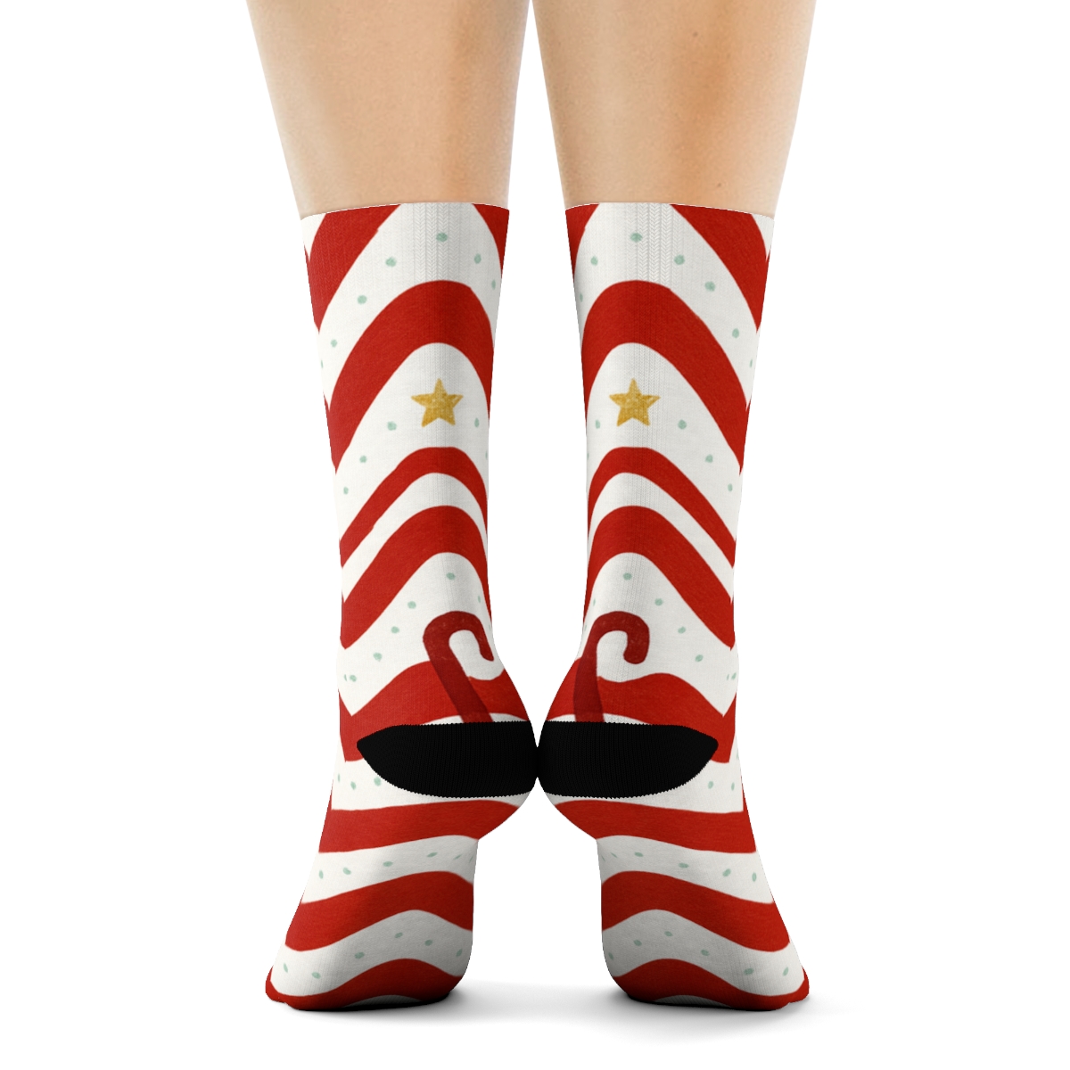 Candy Canes Chevron Candy Stripe Wave stylish athletic crew socks