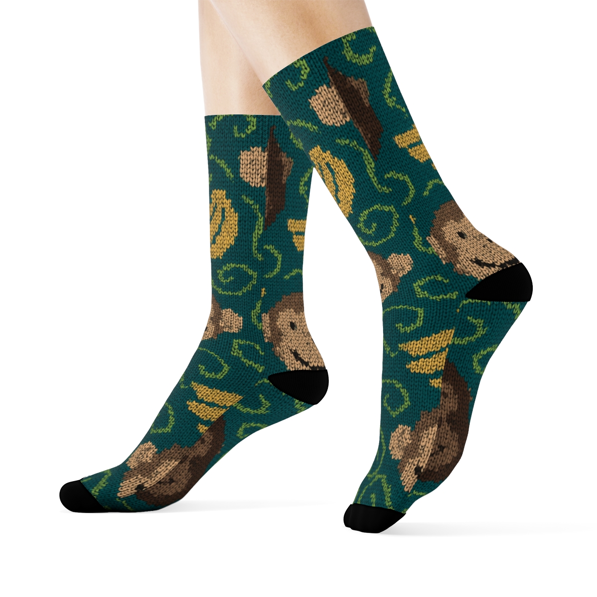 Knitted Jungle Ape Jacquard trendy patterned crew socks