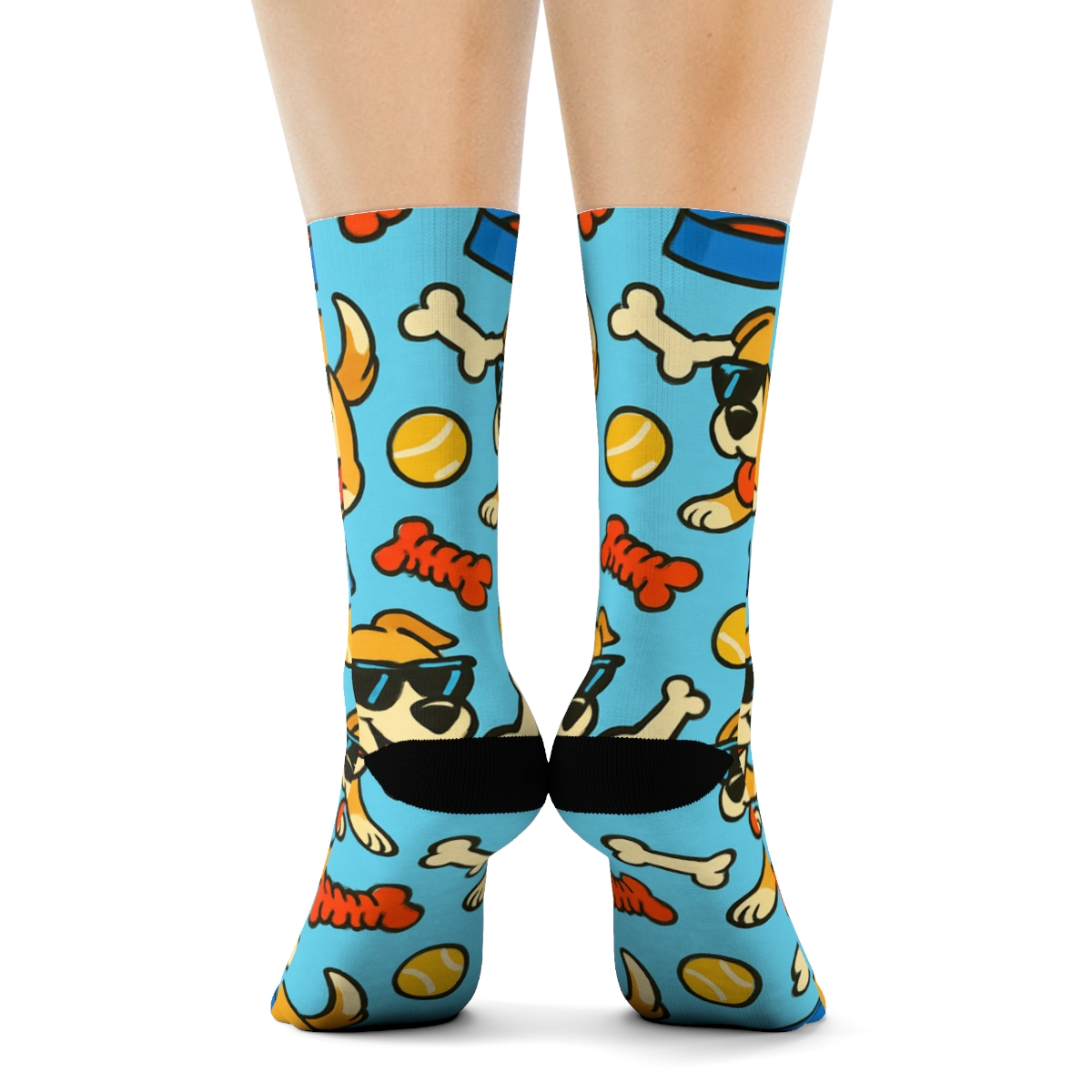 Playful Puppies In Dog Park Party Grid soft everyday crew socks