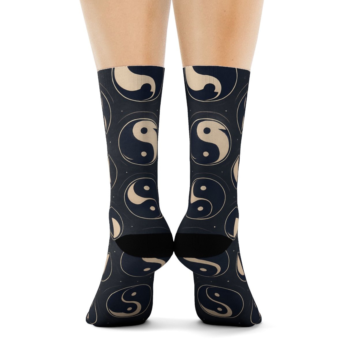 Charcoal Indigo Dual Koi Ring Tessellation personalized crew socks