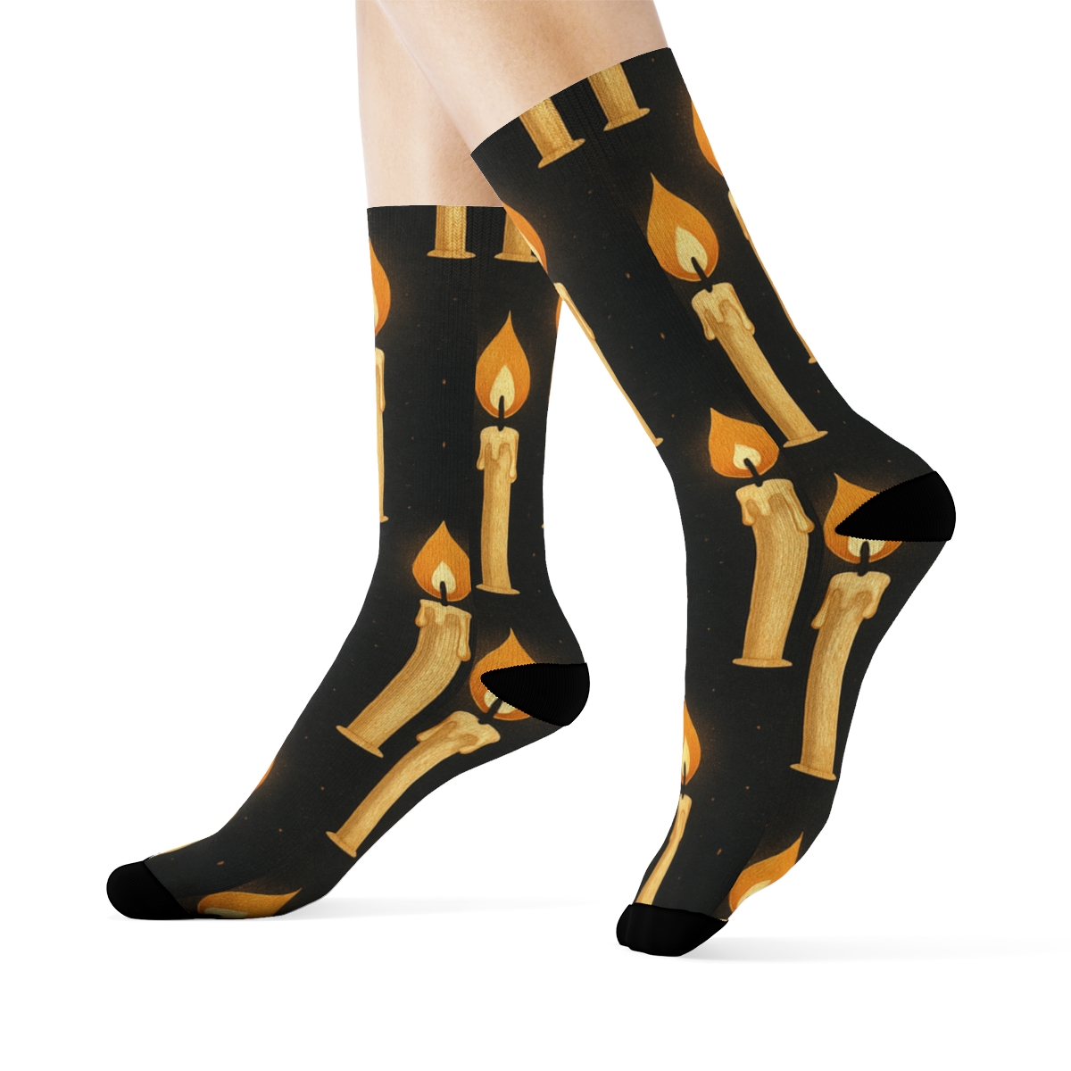 Candle Glow Taper Grid comfortable cotton crew socks