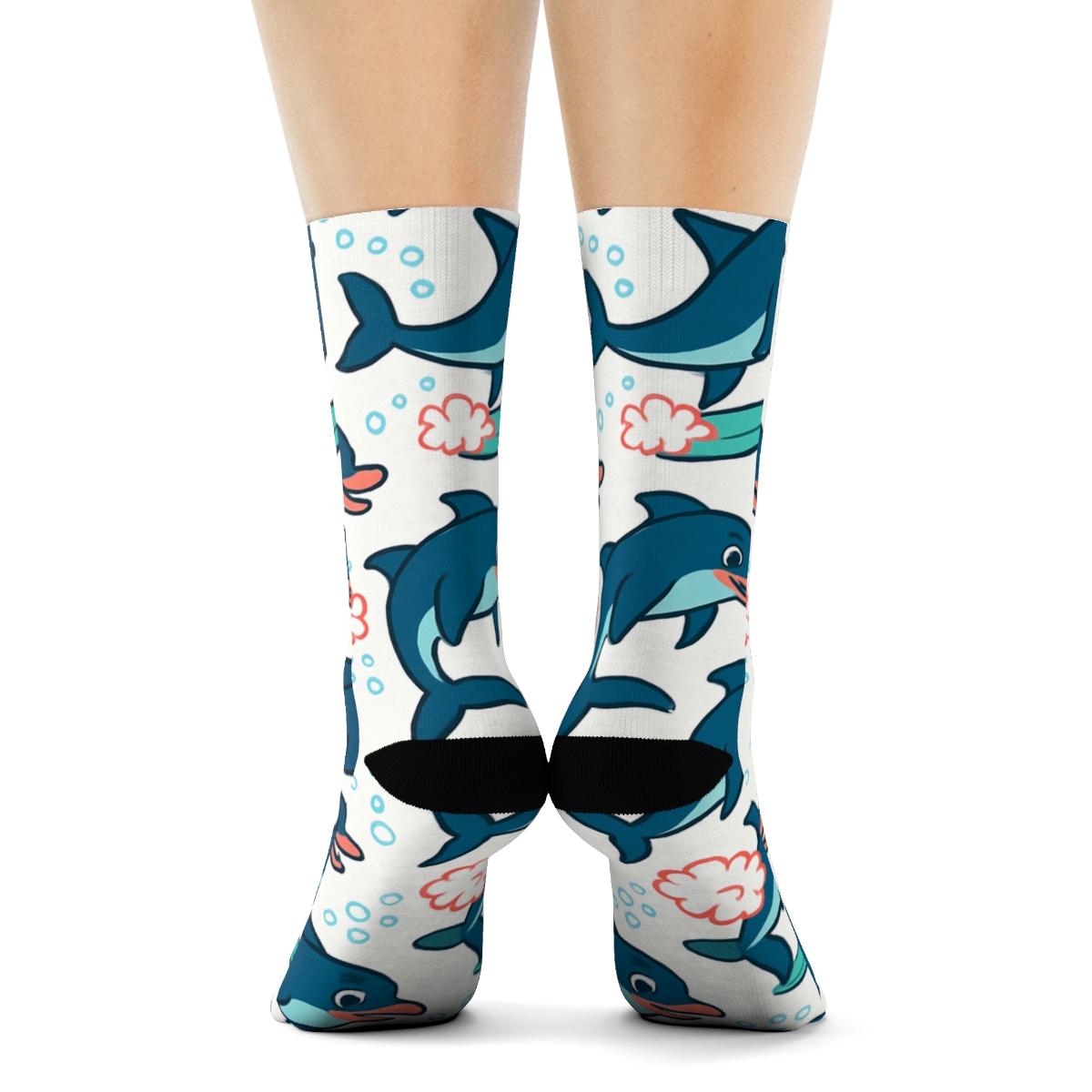 Surf Party Dolphin Pattern Pop trendy patterned crew socks