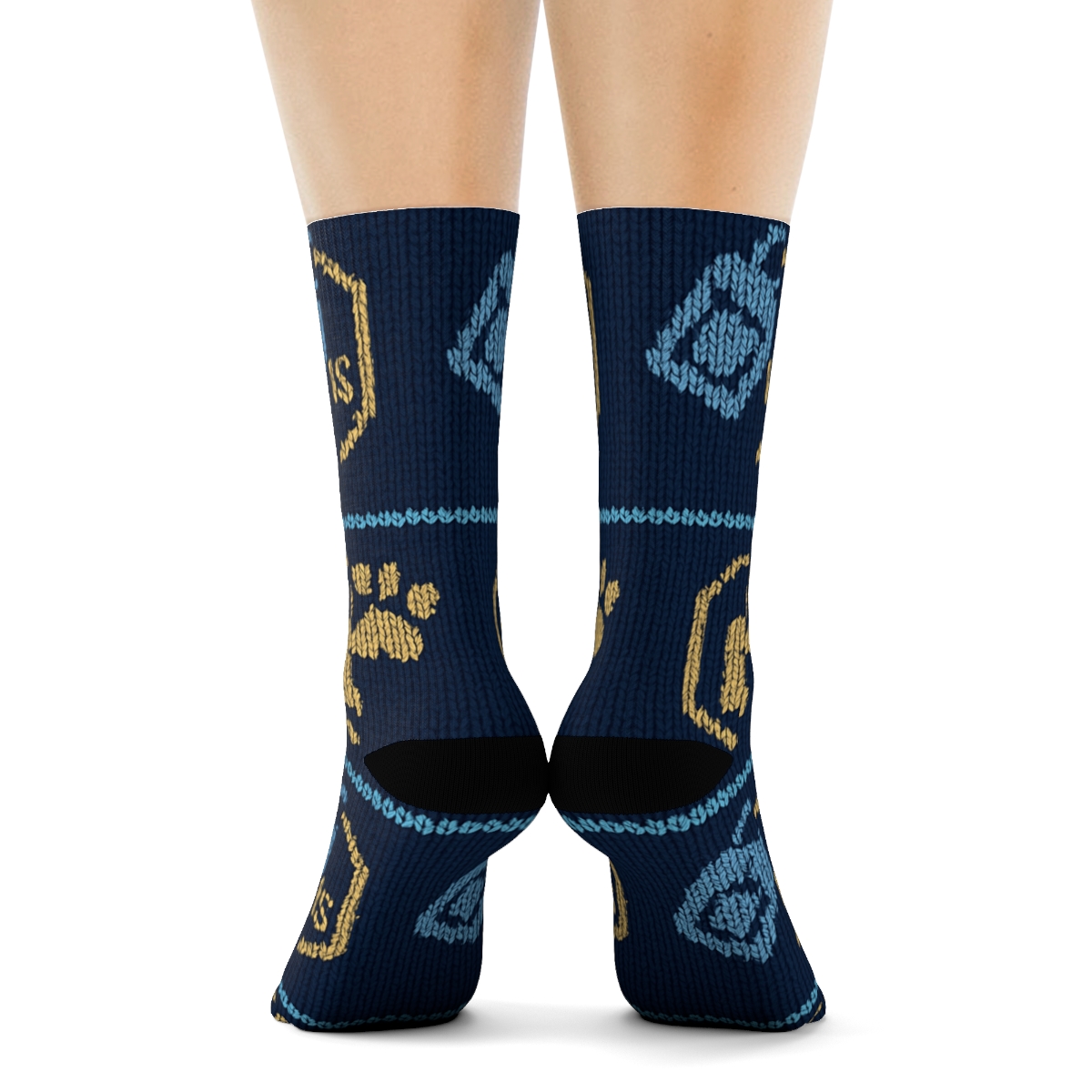 Knitted Pattern Illusion With Customs Officer Badge Grid stylish athletic crew socksKnitted Pattern Illusion with Customs officer Badge Grid Crew Socks - Image 4