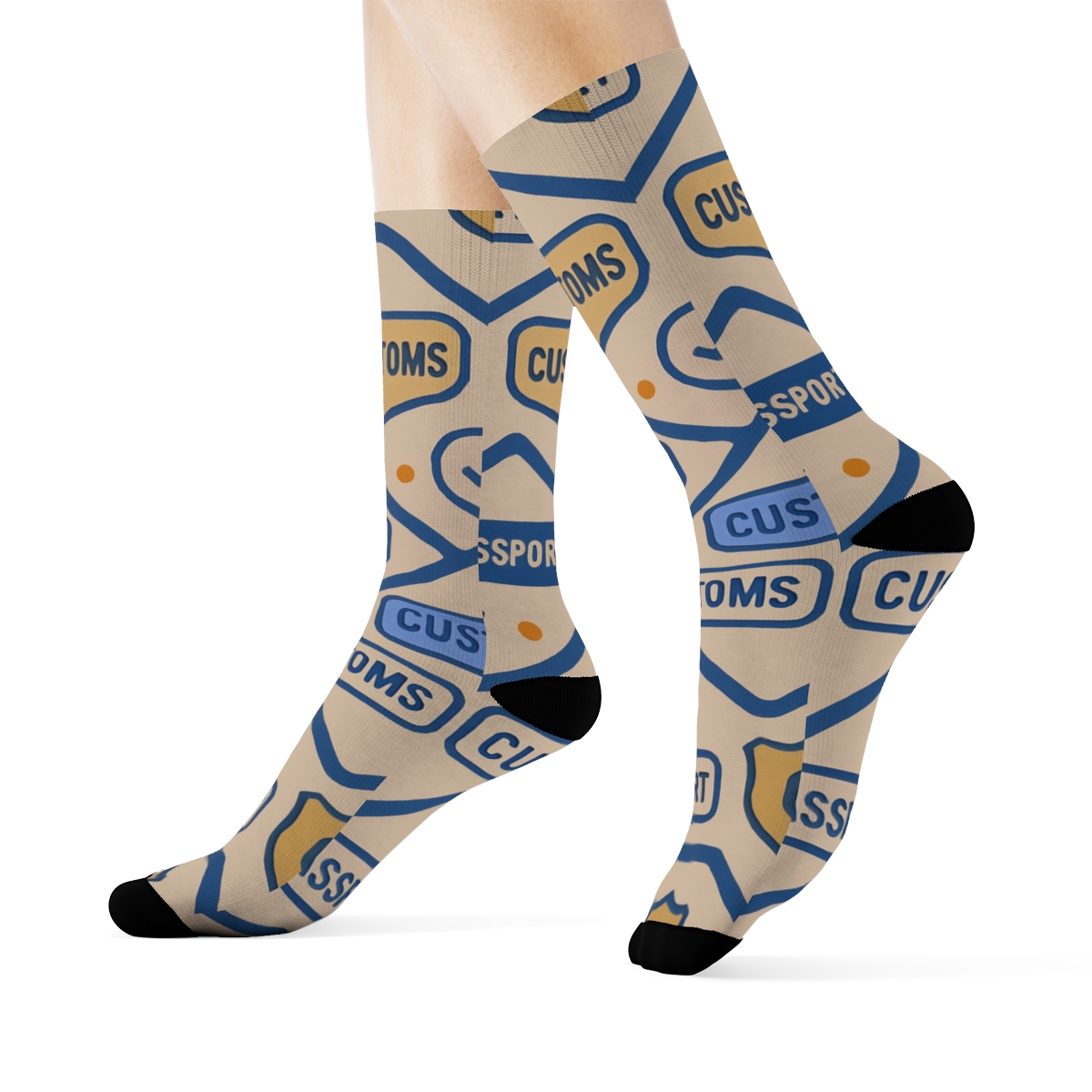 Passport Stamp Chevron In Customs Officer Style premium sports crew socks