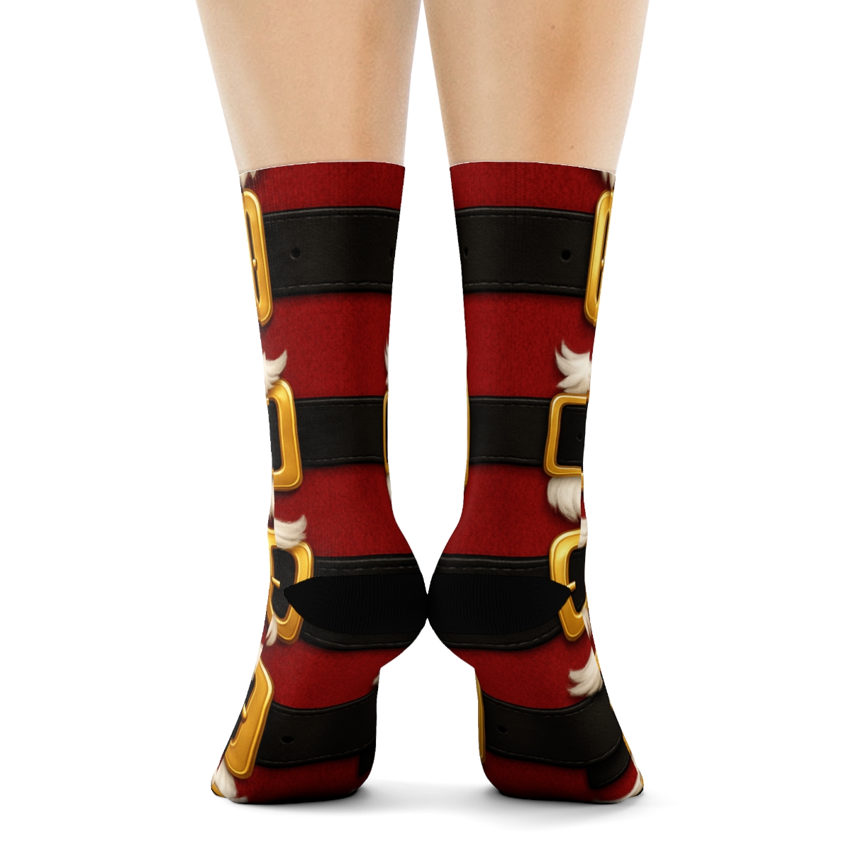 Belt Buckle Borderwork, Santa Edition stylish athletic crew socks