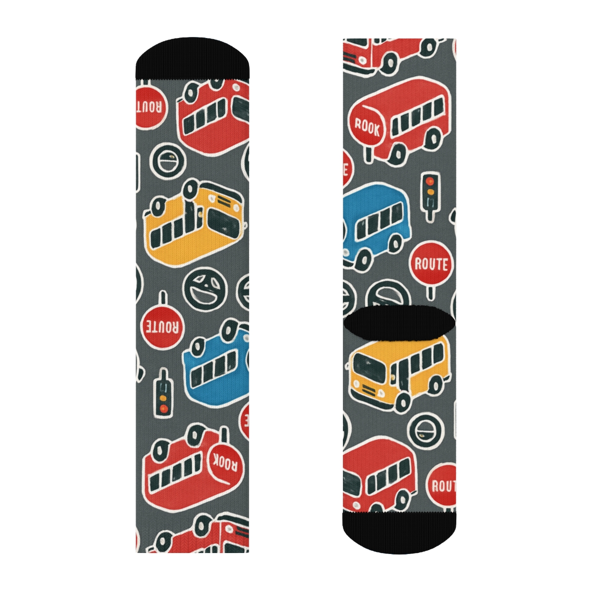 City Route Rhythm With Bus Driver Motif comfortable cotton crew socks