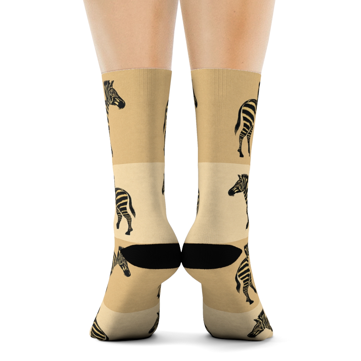 Vintage Safari Zebra Silhouette Band Repeat stylish athletic crew socks