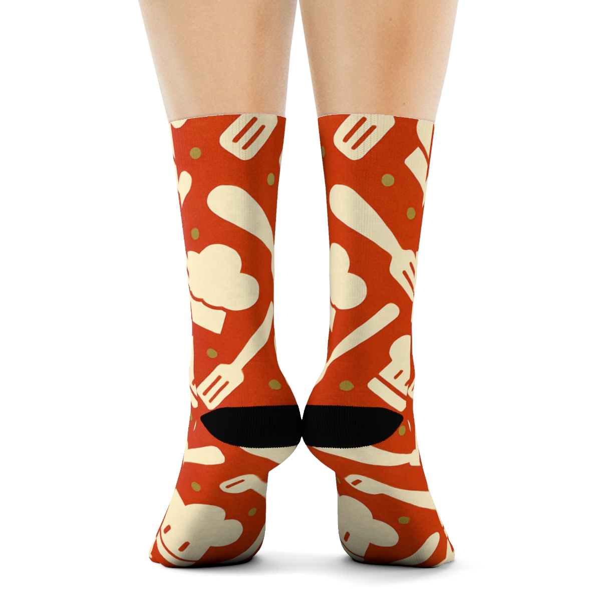 Tomato Red Cook Hat Chevron Band custom crew socks