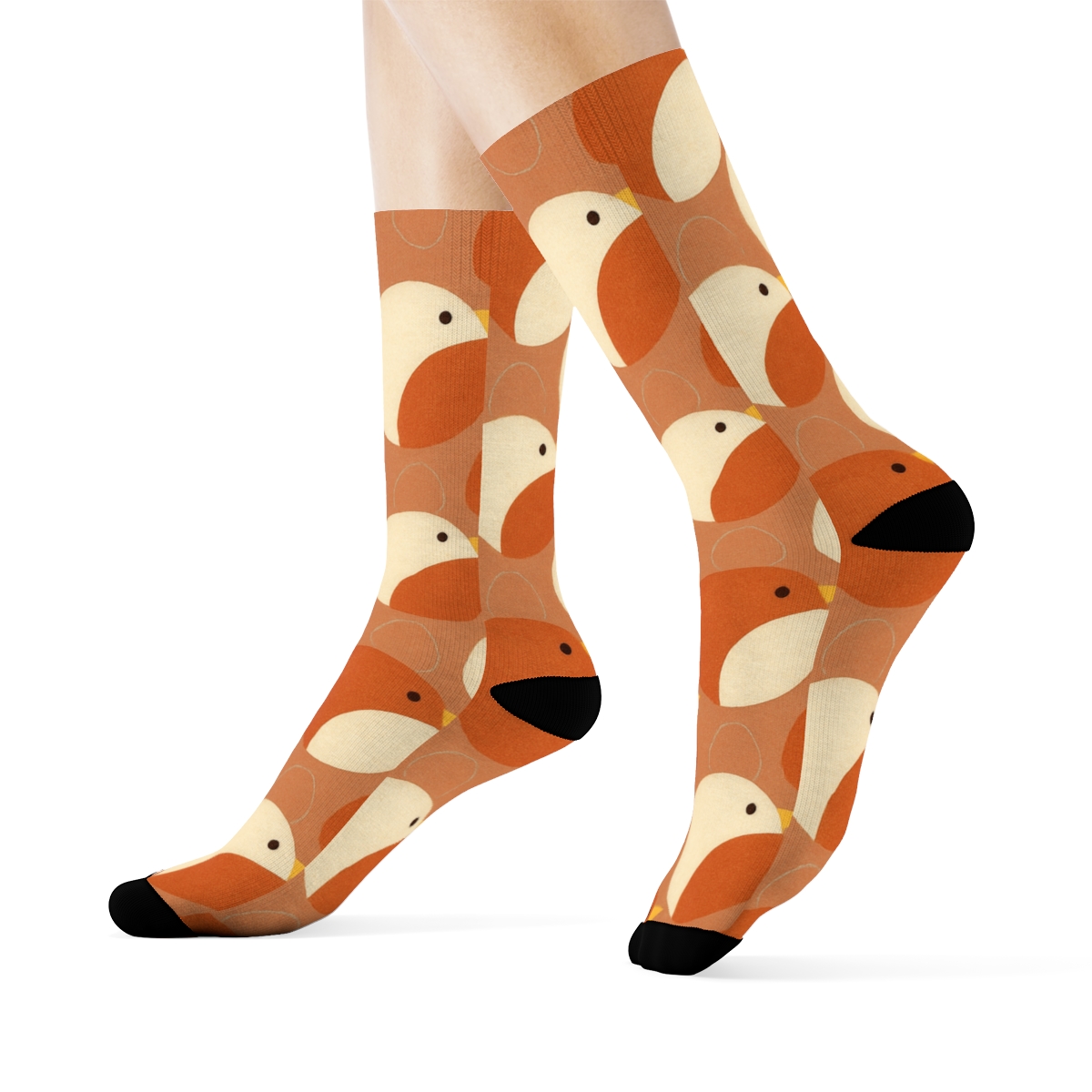 Robin Breast Arc Lattice On Soft Clay designer printed crew socks