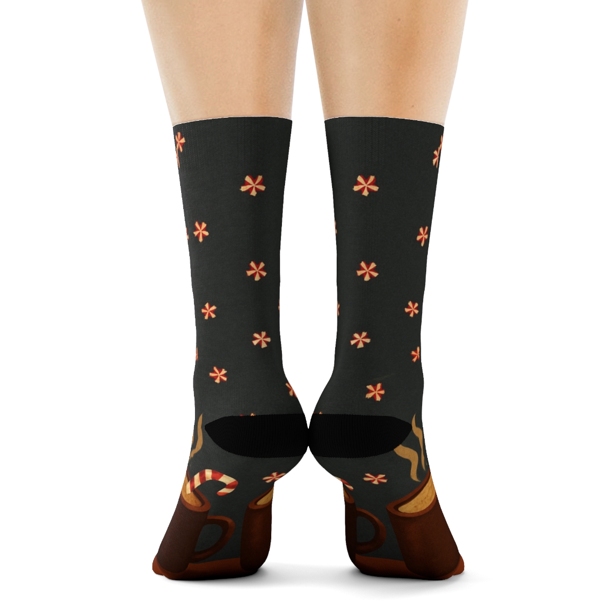 Starlit Mug Border With Cozy Candy Canes personalized crew socks