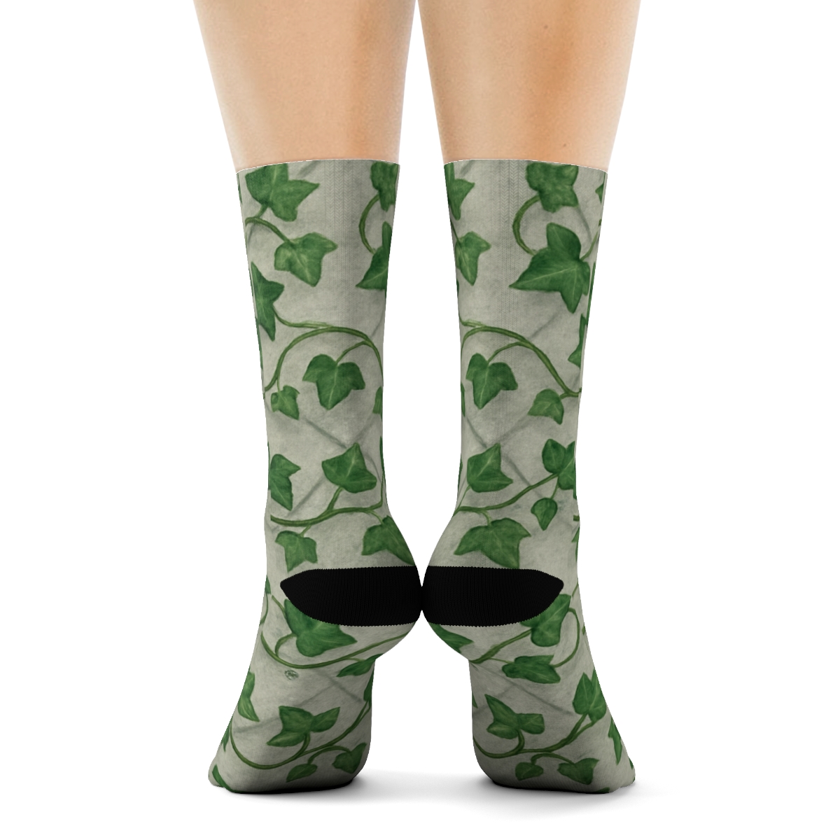 Dewdrop Ivy Trellis Bands On Stone Gray comfortable cotton crew socks