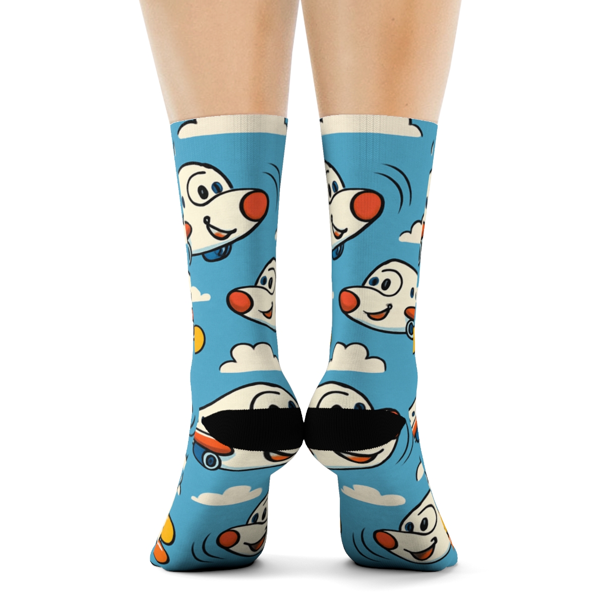 Playful Airplane Balloon Race Scatter custom crew socks