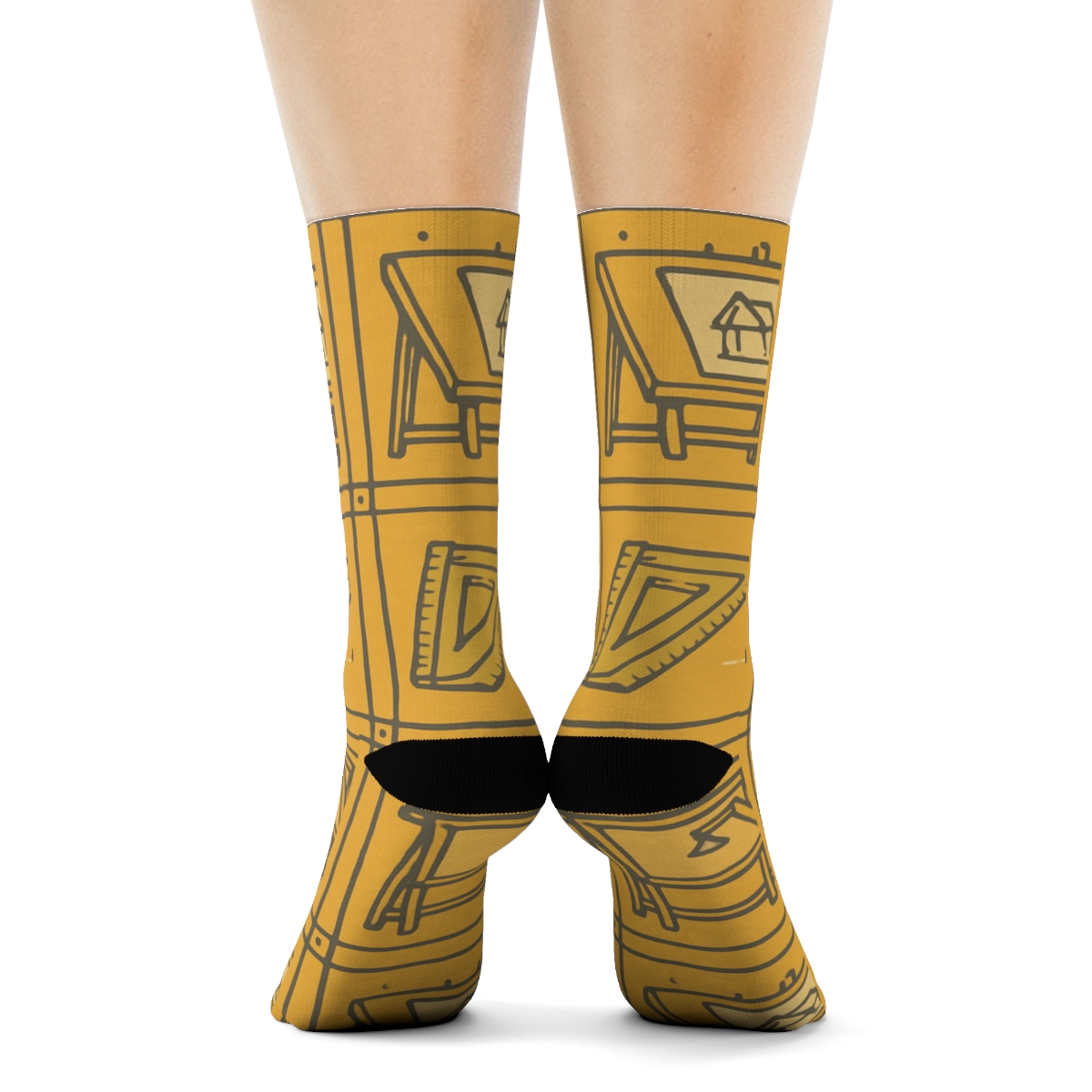 Blueprint Lattice With Civil Engineer Icons personalized crew socks