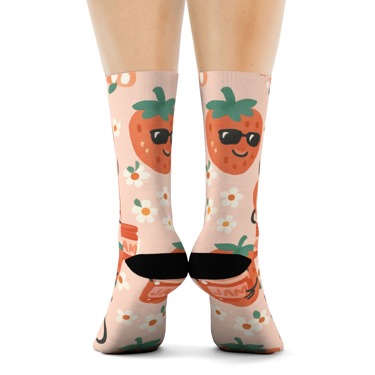 Playful Strawberry Character Parade stylish athletic crew socks