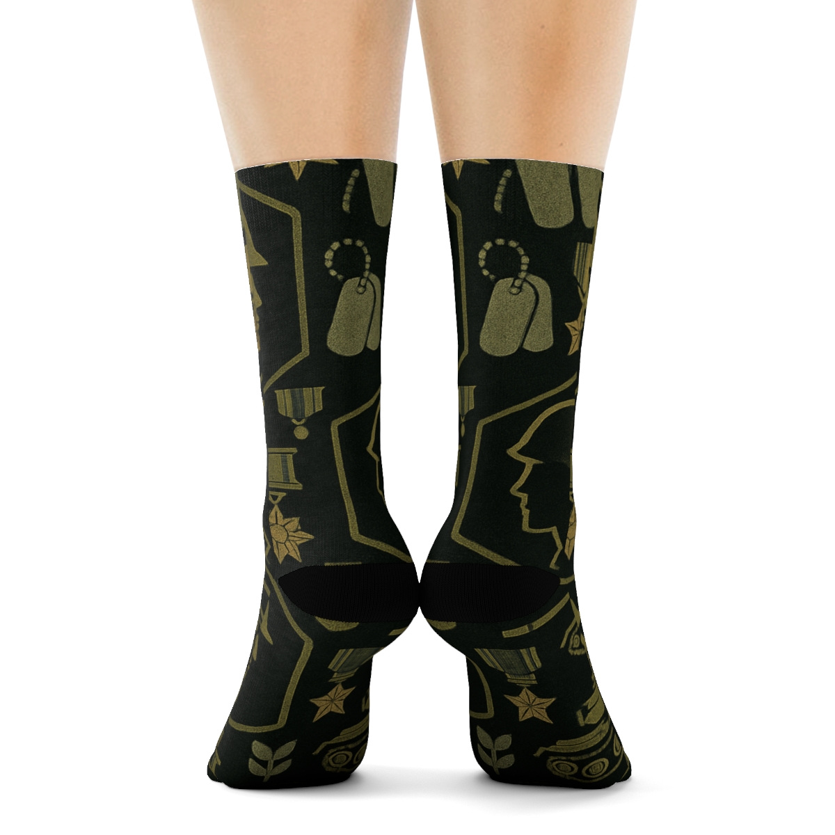 Camouflage Lattice Soldier Collage comfortable cotton crew socks