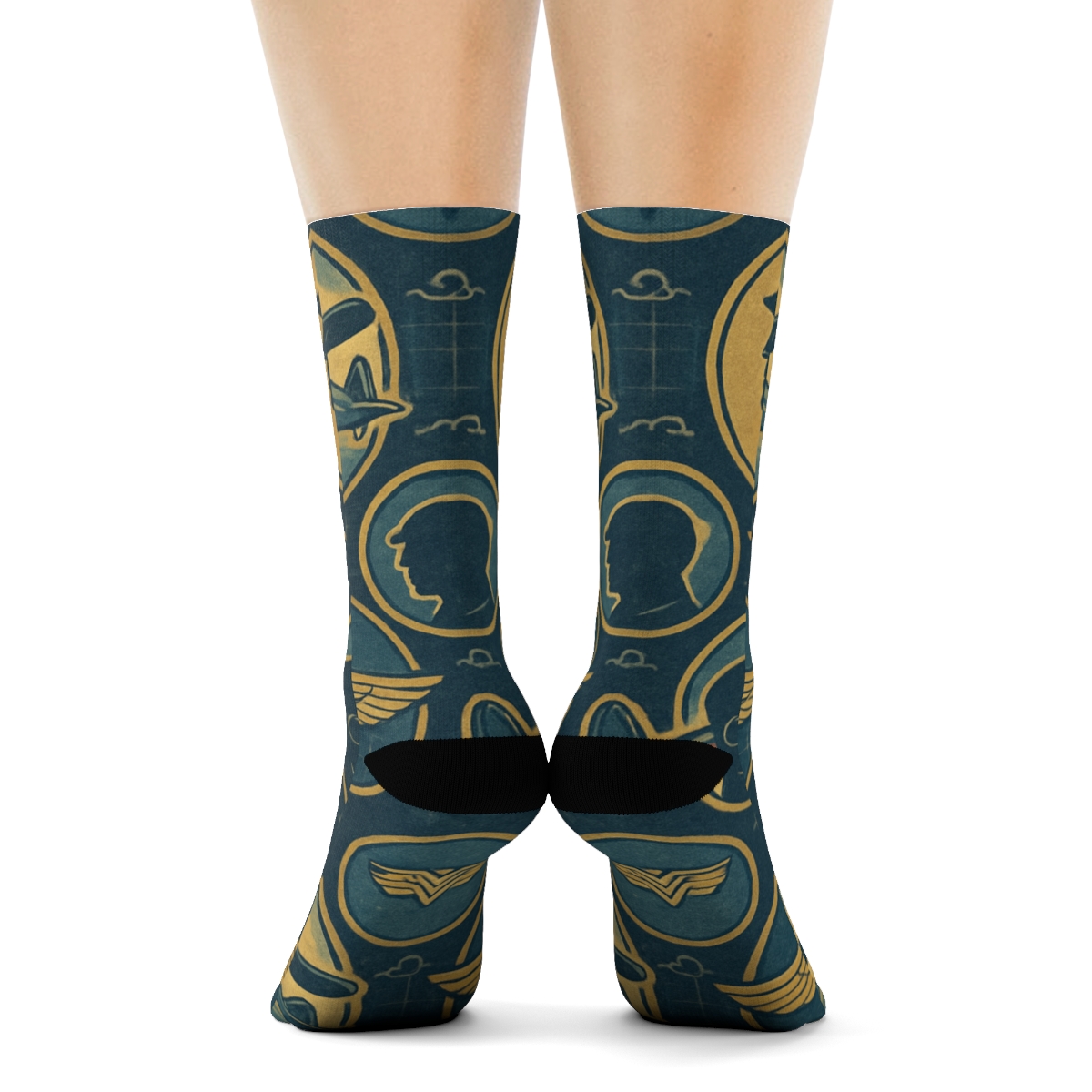Vintage Airplane Medallions, Pilot Edition stylish athletic crew socksVintage Airplane Medallions, Pilot Edition Crew Socks - Image 4