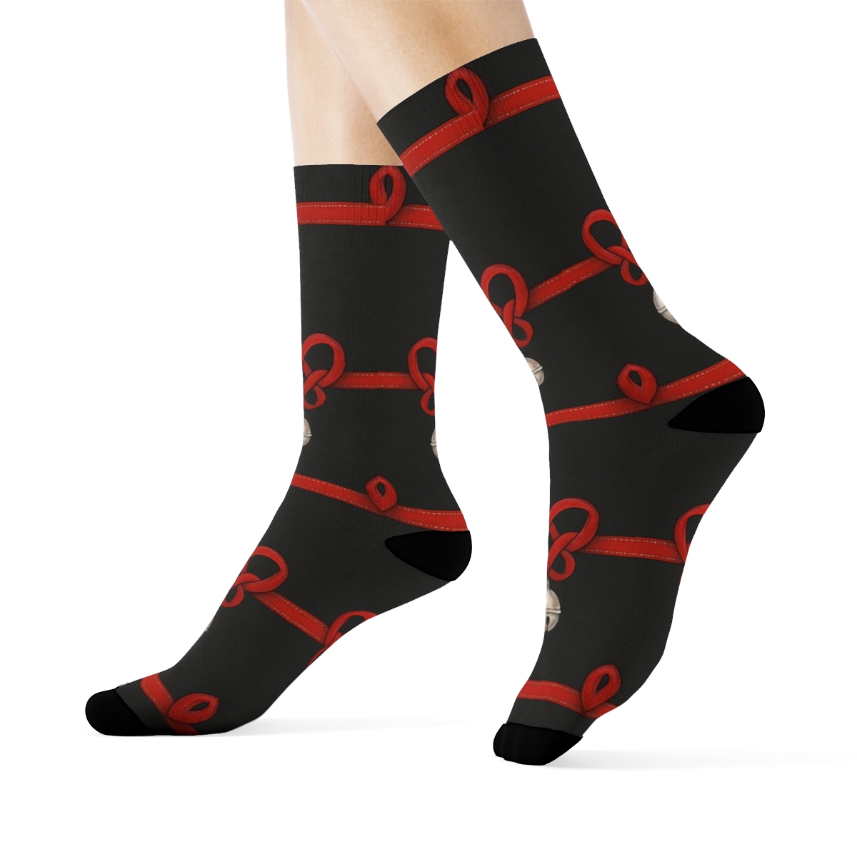 Holiday Ribbon Knot Progression trendy patterned crew socks