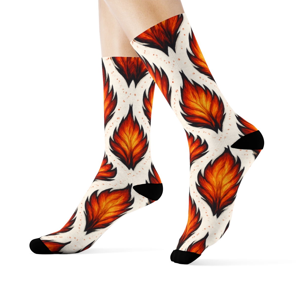 Phoenix Feather Flame Chevron personalized crew socks