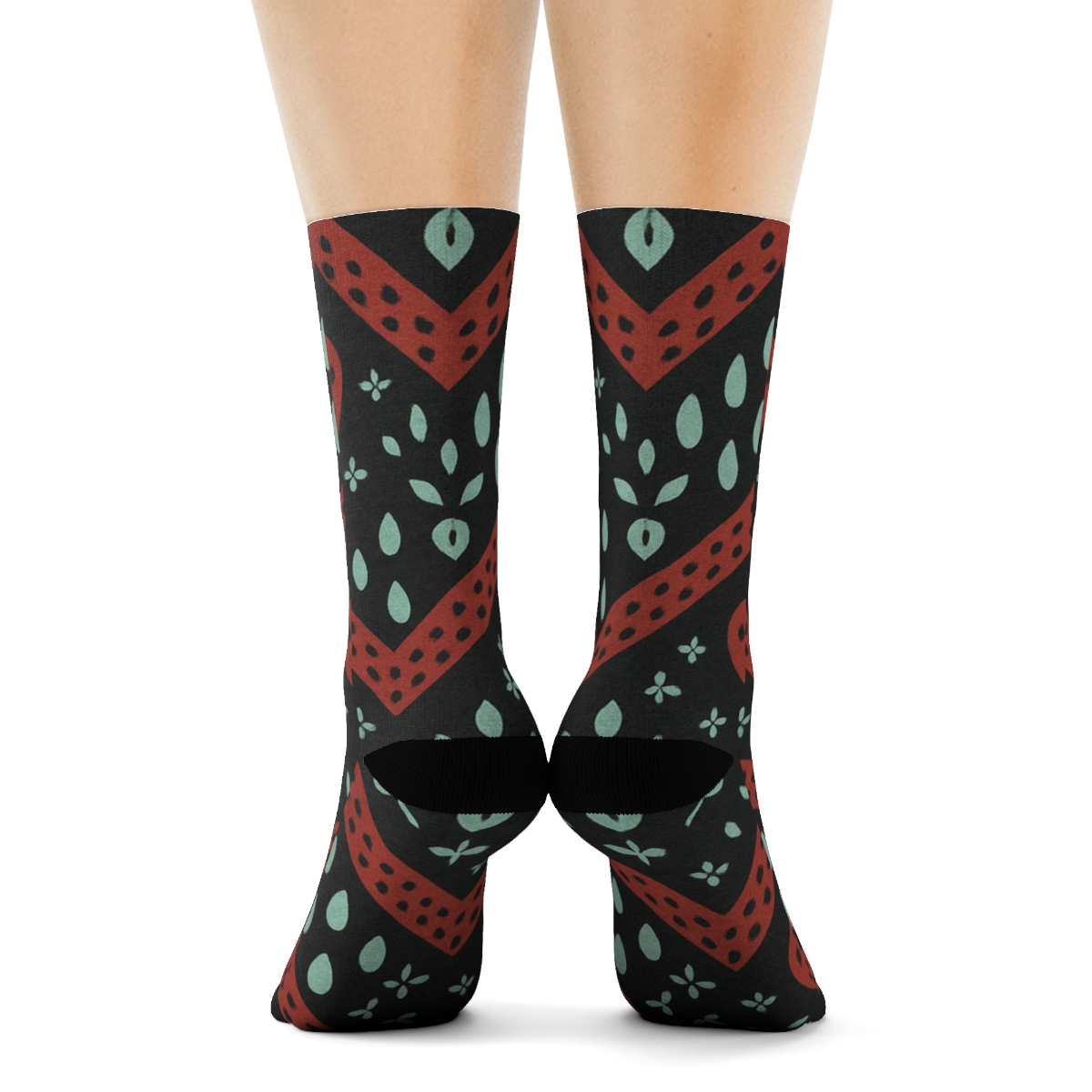 Seed Scatter Chevron On Charcoal Background unique graphic crew socks