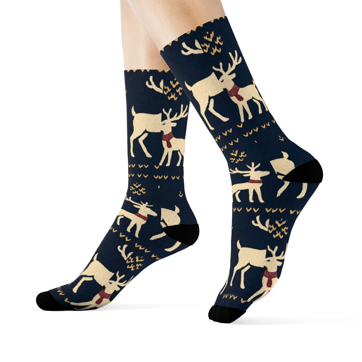 Nordic Reindeer Chevron soft everyday crew socks