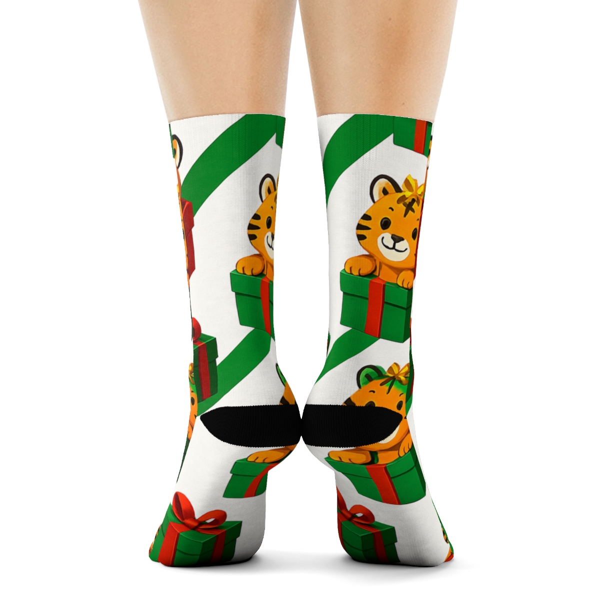 Tiger Gift Box Diagonal Wrap personalized crew socks