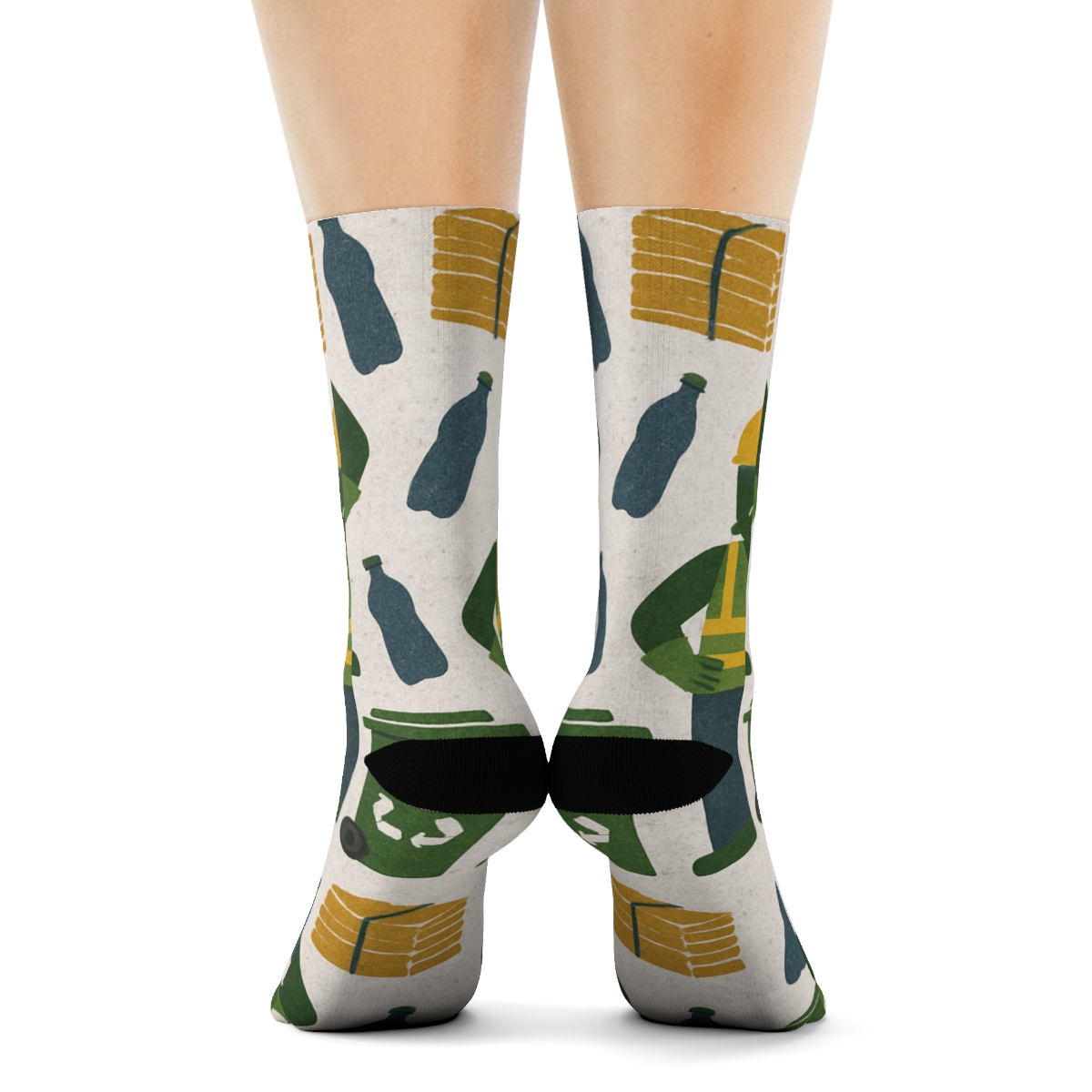 Industrial Collage Parade For The Recycling Plant Worker unique graphic crew socks